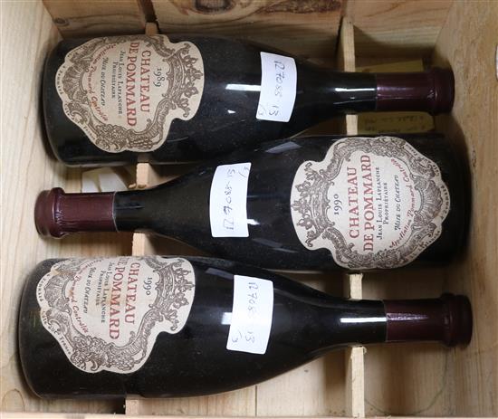 Three bottles of Chateau de Pommard, 1989 (1) and 1990 (2) Three bottles of Chateau de Pommard, 1989 (1) and 1990 (2)
