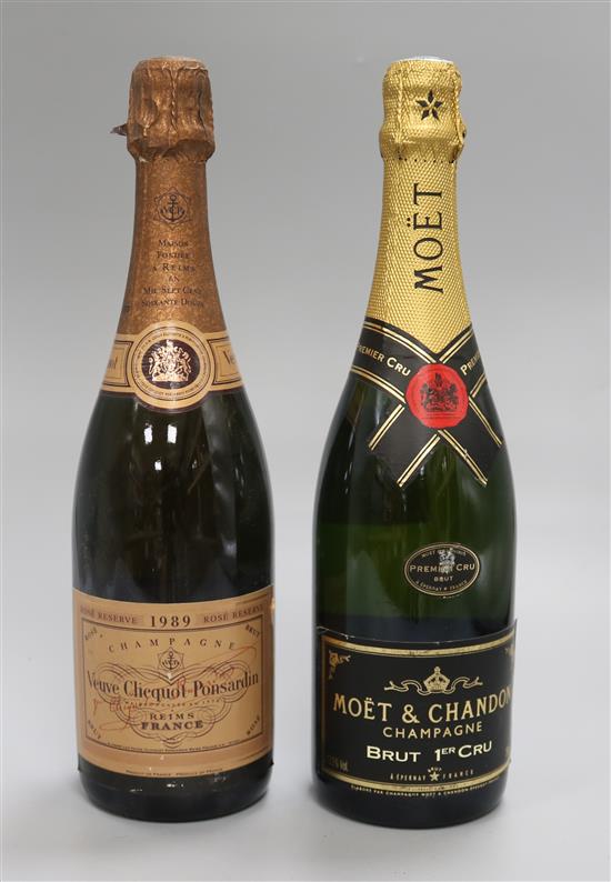 A bottle of Moet & Chandon N.V. and a bottle of Verve Cliquot, 1989 A bottle of Moet & Chandon N.V. and a bottle of Verve Cliquot, 1989