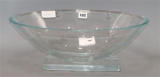 A signed glass bowl length 46.5cm A signed glass bowl length 46.5cm