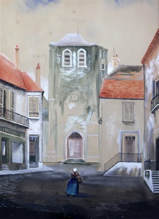 Elie Lascaux (1888-1968) French town scene, 24 x 18in. Elie Lascaux (1888-1968) French town scene, 24 x 18in.