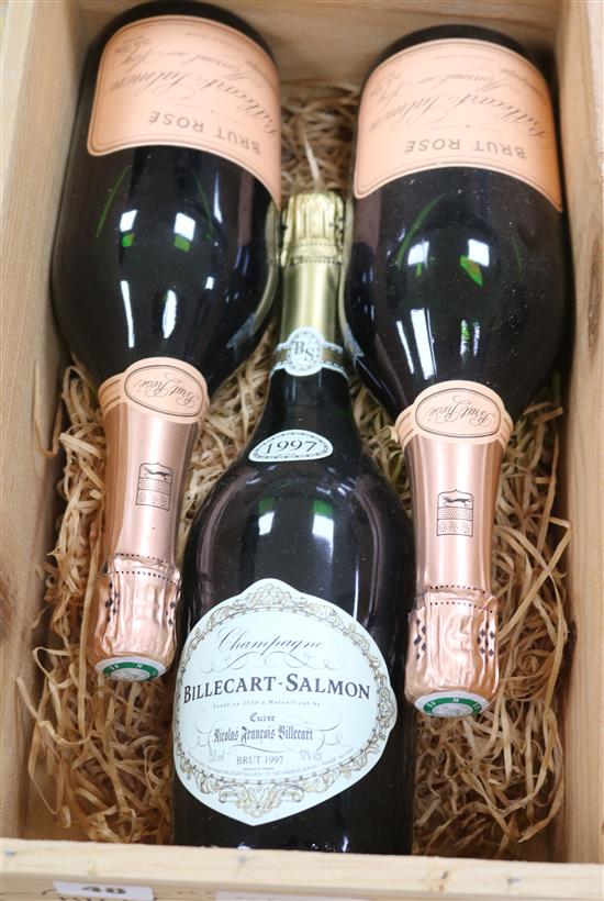 Two bottles of Billecart Salmon, Brut Rose N.V. and one bottle of Billecart Salmon Brut Nicolas, 1997 Two bottles of Billecart Salmon, Brut Rose N.V. and one bottle of Billecart Salmon Brut Nicolas, 1997