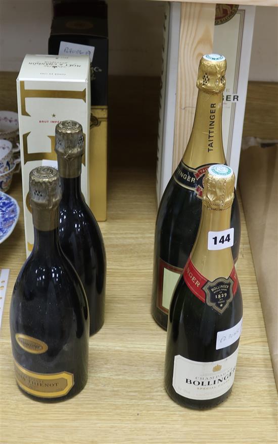 Six bottles of assorted champagnes N.V. including Moet & Chandon and three magnums of Tattinger N.V. Six bottles of assorted champagnes N.V. including Moet & Chandon and three magnums of Tattinger N.V.