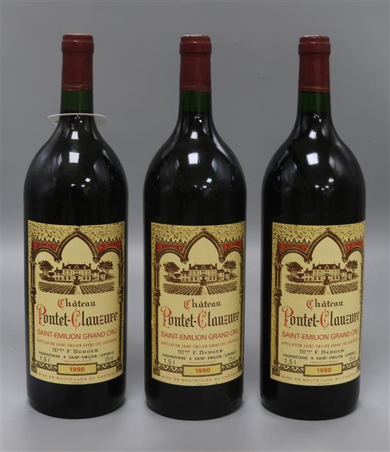 Three magnums of Chateau Poutet Clauzure, 1990 Three magnums of Chateau Poutet Clauzure, 1990