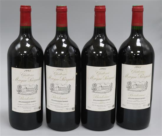 Four magnums of Chateau Mayne Pargade, Bordeaux, 1995 Four magnums of Chateau Mayne Pargade, Bordeaux, 1995