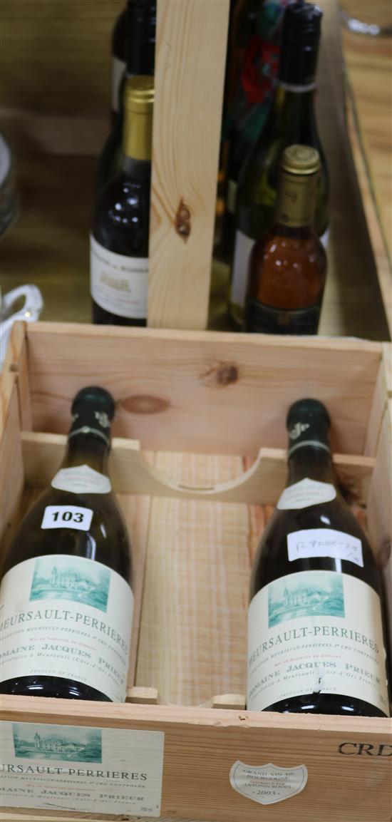 Two bottles of Mersault - Perrieres (Jacques Prieur), 2003 and eight bottles of other wines including Sauternes Two bottles of Mersault - Perrieres (Jacques Prieur), 2003 and eight bottles of other wines including Sauternes