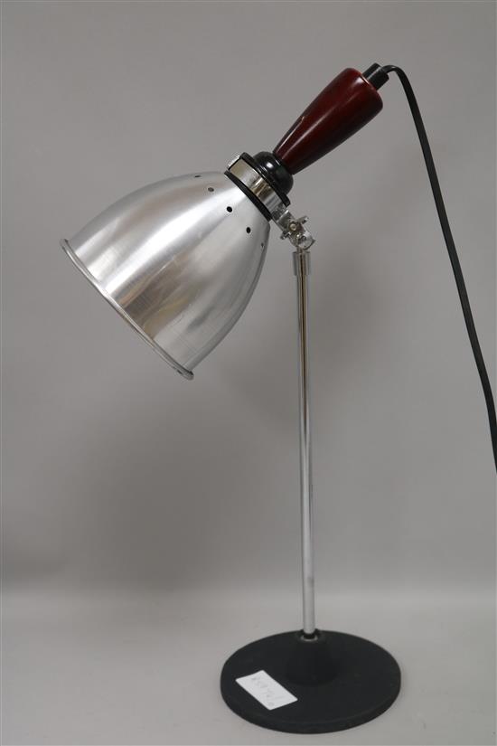 A 1970s chrome brushed steel desk lamp height 48cm