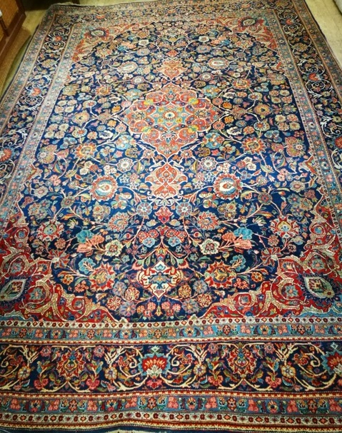 A Kashan blue carpet 368 x 258cm Sale 191118 - Lot 790 - - Gorringe's