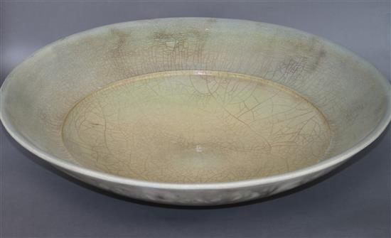 John Dunn (b. 1944), a very large raku bowl, Dia 56.5cm John Dunn (b. 1944), a very large raku bowl, Dia 56.5cm