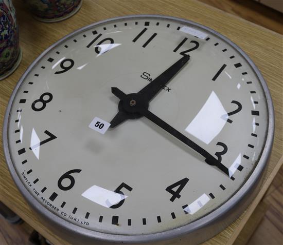 A Simplex time recorder clock diameter 48cm A Simplex time recorder clock diameter 48cm