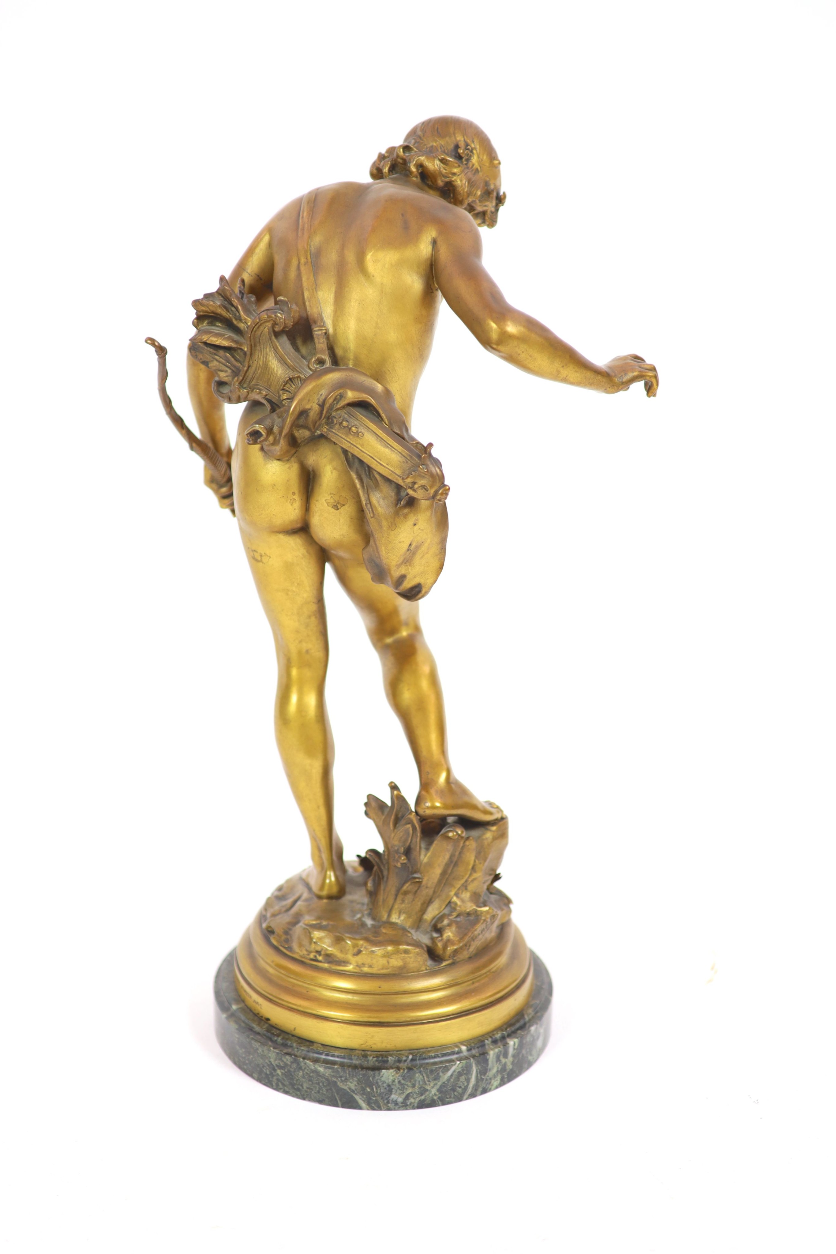 Eugene Quinton (1853-1892) a large gilt bronze figure ‘The Young Hunter’, H 61 cm.