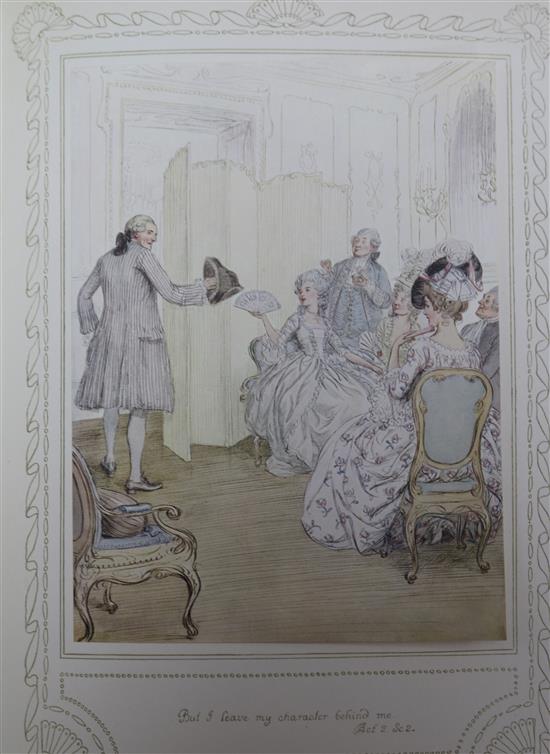 Thompson, Hugh - Sheridan, Richard Brinsley - The School For Scandal, pictorial cloth, quarto, London c.1911, Thompson, Hugh - Sheridan, Richard Brinsley - The School For Scandal, pictorial cloth, quarto, London c.1911,