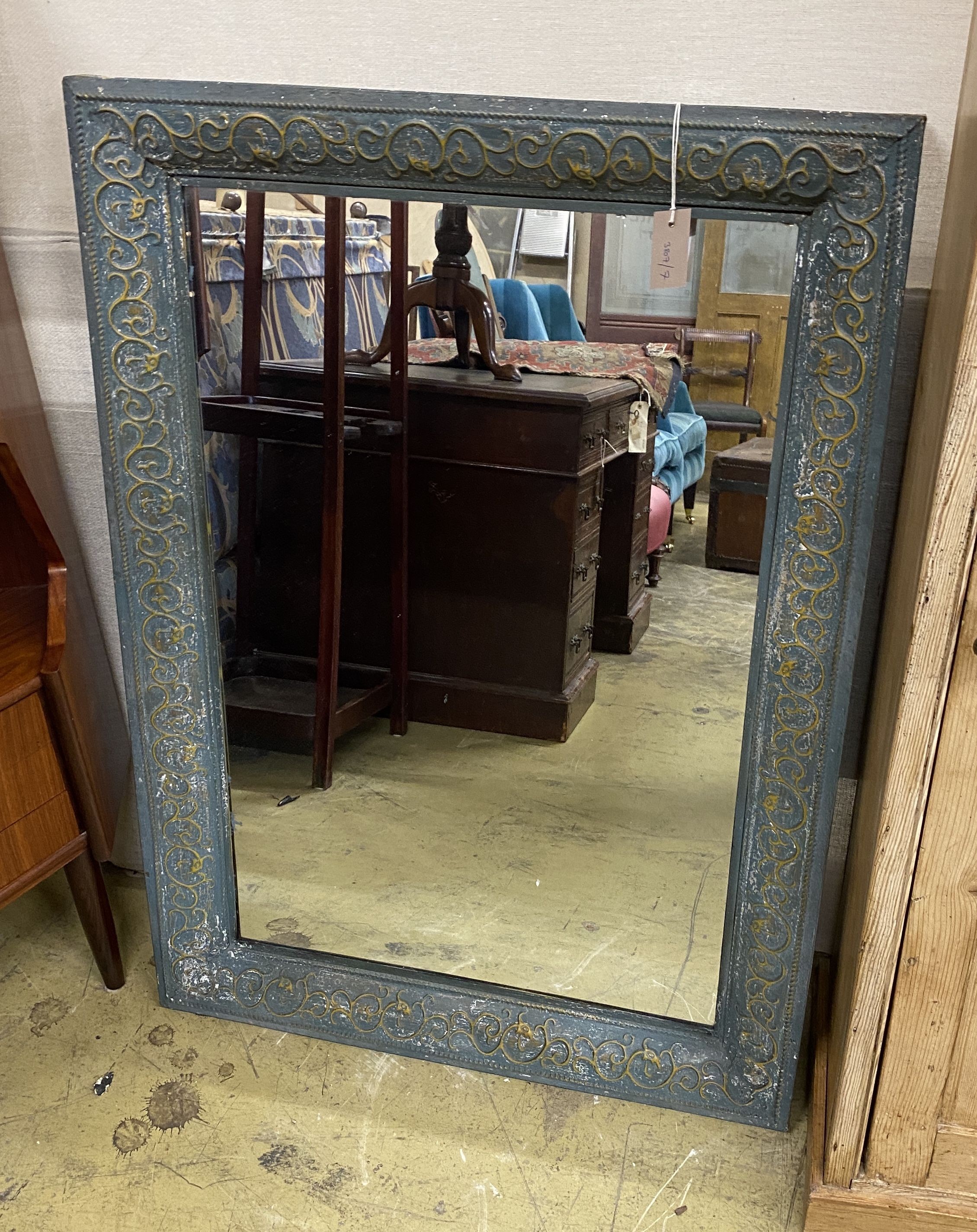 A Victorian style rectangular painted metal framed wall mirror, width 78cm, height 118cm