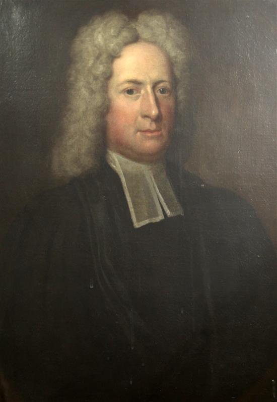 Mid 18th century English School Portrait of a clergyman 29 x 24.5in. Mid 18th century English School Portrait of a clergyman 29 x 24.5in.