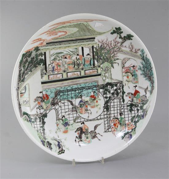 A Chinese famille verte dish, late 19th century, diameter 41cm A Chinese famille verte dish, late 19th century, diameter 41cm