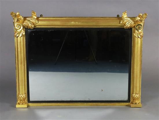 A William IV giltwood overmantel mirror, W.4ft 1in. H.2ft 11in. A William IV giltwood overmantel mirror, W.4ft 1in. H.2ft 11in.