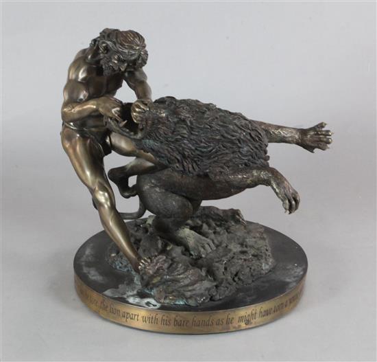 Richard L. Minns (b.1929), bronze group Samson slays the Lion, height 62.5cm Richard L. Minns (b.1929), bronze group Samson slays the Lion, height 62.5cm