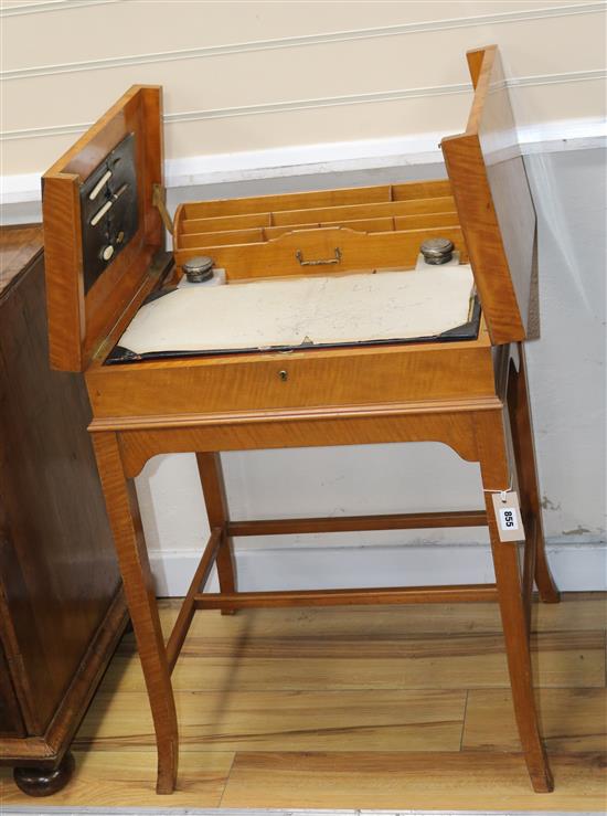 A satinwood folding writing table W.59cm A satinwood folding writing table W.59cm
