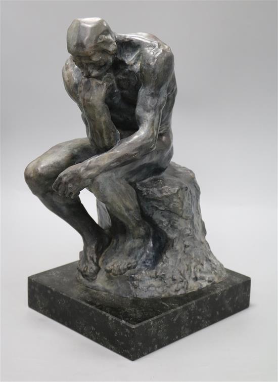 A Bronze Of A Kneeling Gentleman,the Thinker, Signed A. Rodin, On 