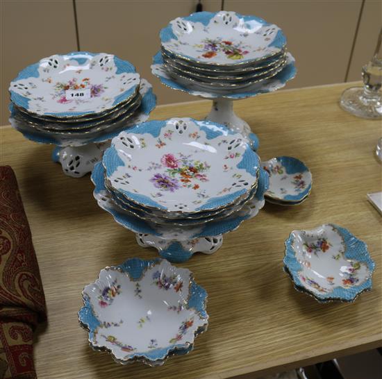 A Continental porcelain dessert service A Continental porcelain dessert service