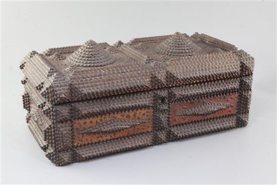 A Tramp-art box, 17.5in. A Tramp-art box, 17.5in.