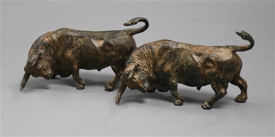 Two bronze models of bulls Two bronze models of bulls