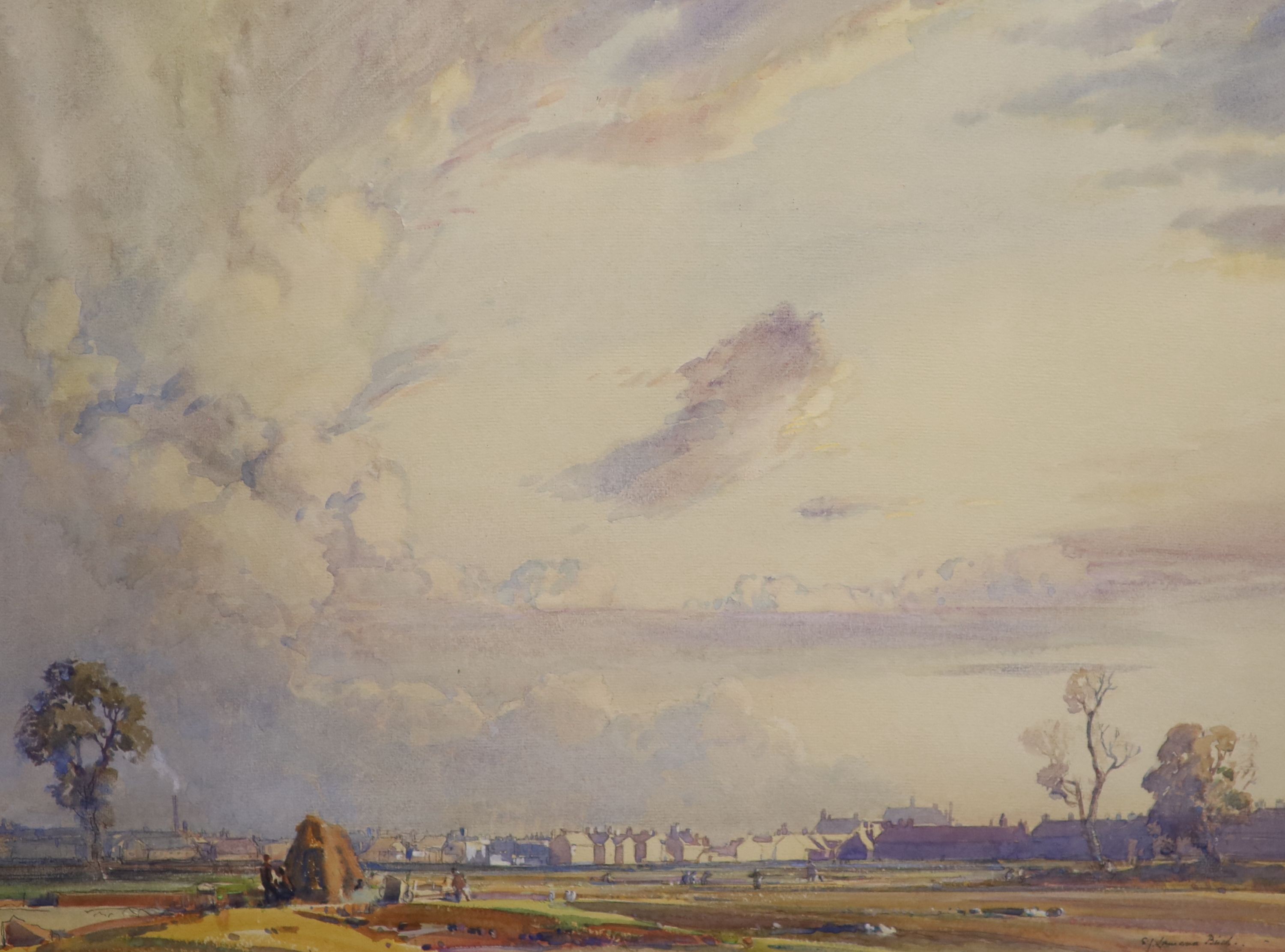Samuel John Lamorna Birch (1869–1955), 'A Manchester Playing Ground', watercolour, 44 x 56cm