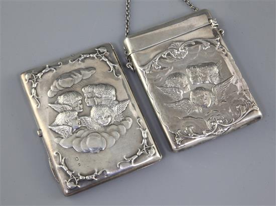 Two Victorian silver card cases, Two Victorian silver card cases,