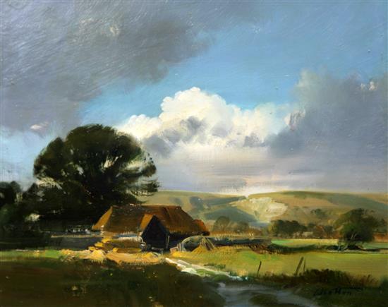 § Frank Wootton (1911-1978) Mockfords Barn, Sussex Downs 10 x 12in. § Frank Wootton (1911-1978) Mockfords Barn, Sussex Downs 10 x 12in.