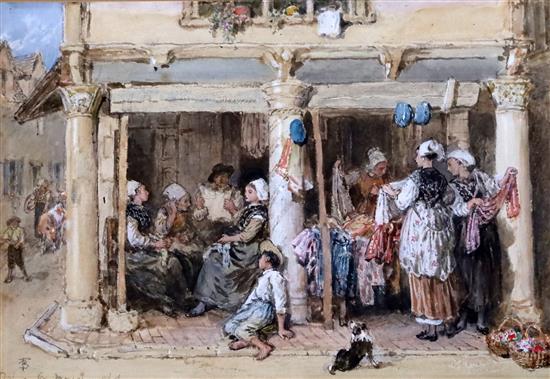 Myles Birket Foster (1825-1899) A Mercers Shop, Venice 7 x 10in. Myles Birket Foster (1825-1899) A Mercers Shop, Venice 7 x 10in.