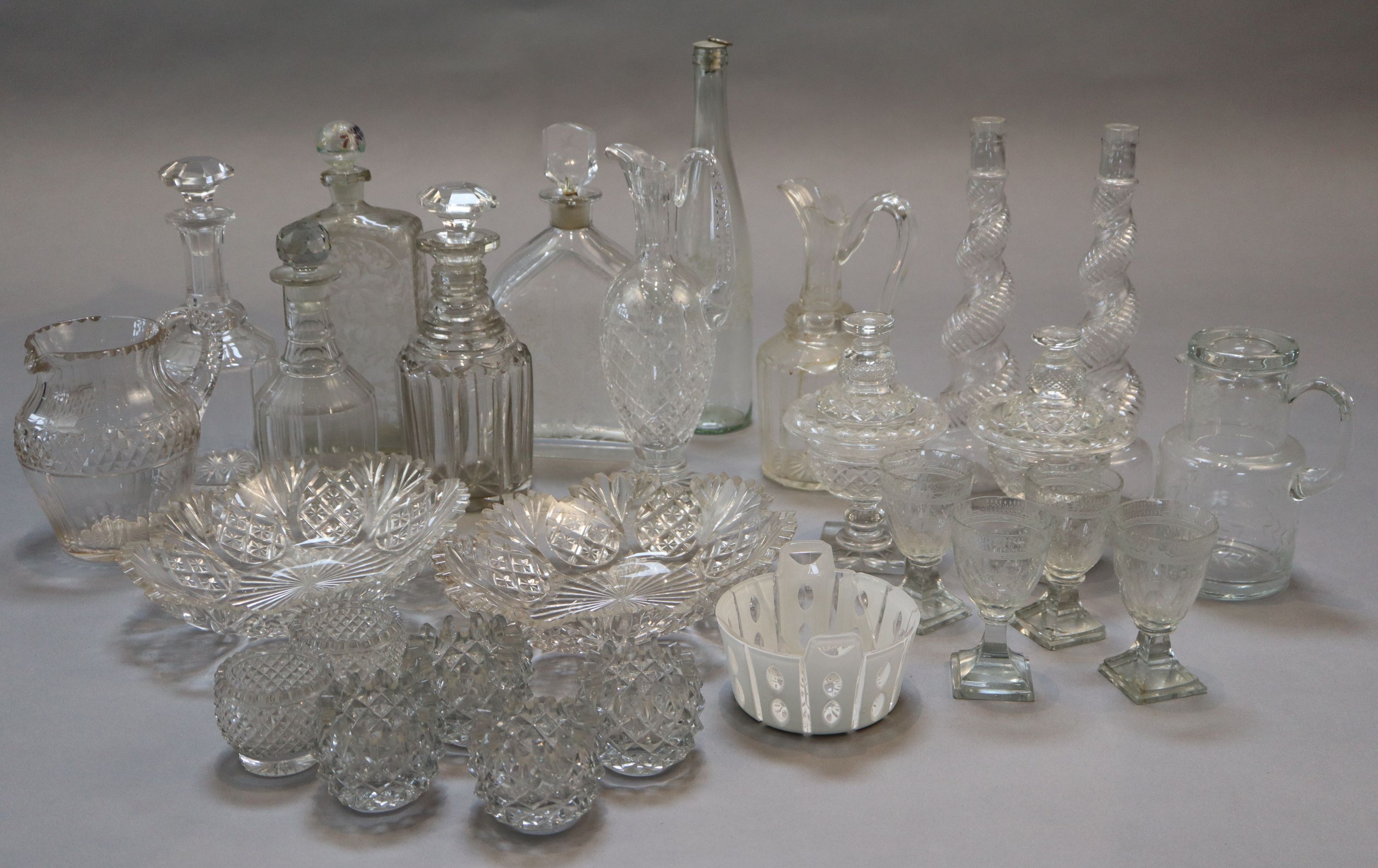 A group of assorted early 19th century and later glassware, 24cm