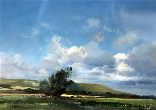 § Frank Wootton (1911-1978) Looking towards Firle Beacon 12 x 16in. § Frank Wootton (1911-1978) Looking towards Firle Beacon 12 x 16in.