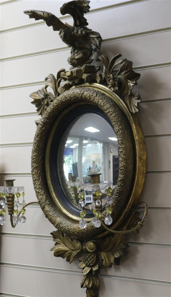 A gilt frame girandole mirror W.56cm approx. A gilt frame girandole mirror W.56cm approx.