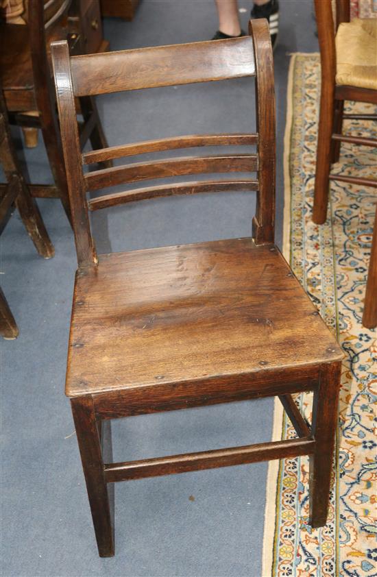A set of six late 19th century oak dining chairs A set of six late 19th century oak dining chairs