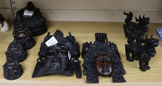 A quantity of Balinese and Thai carved wood masks, animals, etc. longest 20cm Sale 200818 - Lot 158 - - Gorringe's