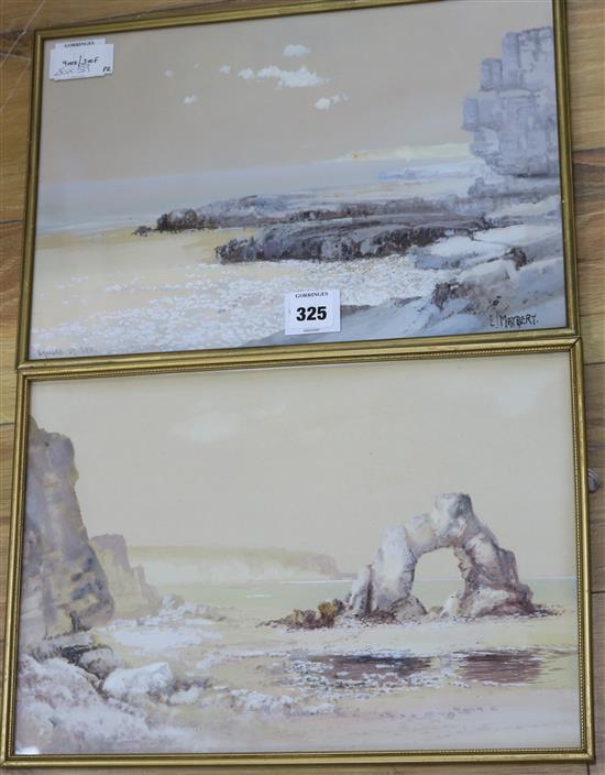 Edgar James Maybery (1887-) Coastal scenes, Ogmore by Sea, 10 x 15in. Edgar James Maybery (1887-) Coastal scenes, Ogmore by Sea, 10 x 15in.