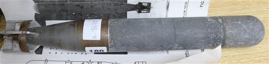 A Military scientific torpedo and a radio set A Military scientific torpedo and a radio set