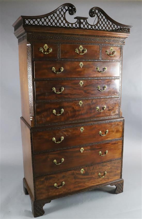 A George III mahogany chest on chest, W.3ft 9in. D.1ft 10in. H.6ft 10in. A George III mahogany chest on chest, W.3ft 9in. D.1ft 10in. H.6ft 10in.
