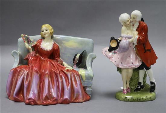Two Royal Doulton figures: The Perfect Pair HN581 and Sweet and Twenty HN1298 tallest 18cm Two Royal Doulton figures: The Perfect Pair HN581 and Sweet and Twenty HN1298 tallest 18cm