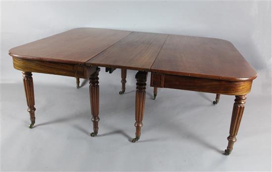 A George IV mahogany extending dining table, W.4ft 8in. H.2ft 5in. Extends to 8ft 8in. A George IV mahogany extending dining table, W.4ft 8in. H.2ft 5in. Extends to 8ft 8in.