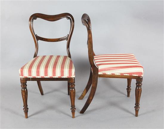 A set of eight William IV rosewood dining chairs, H.2ft 9in. A set of eight William IV rosewood dining chairs, H.2ft 9in.