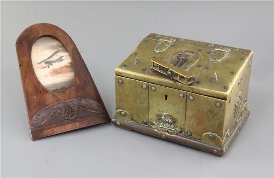 A WWI Trench Art casket, casket 9in. A WWI Trench Art casket, casket 9in.