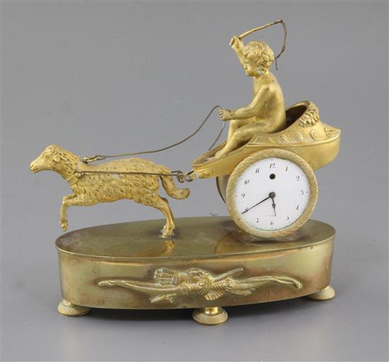 A 19th century Empire style ormolu desk timepiece, height 7in. width 7.75in. A 19th century Empire style ormolu desk timepiece, height 7in. width 7.75in.