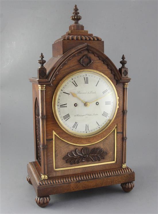 A 19th century rosewood bracket clock, Barraud & Laud, 14 Bishopsgate, height 21.5in. A 19th century rosewood bracket clock, Barraud & Laud, 14 Bishopsgate, height 21.5in.