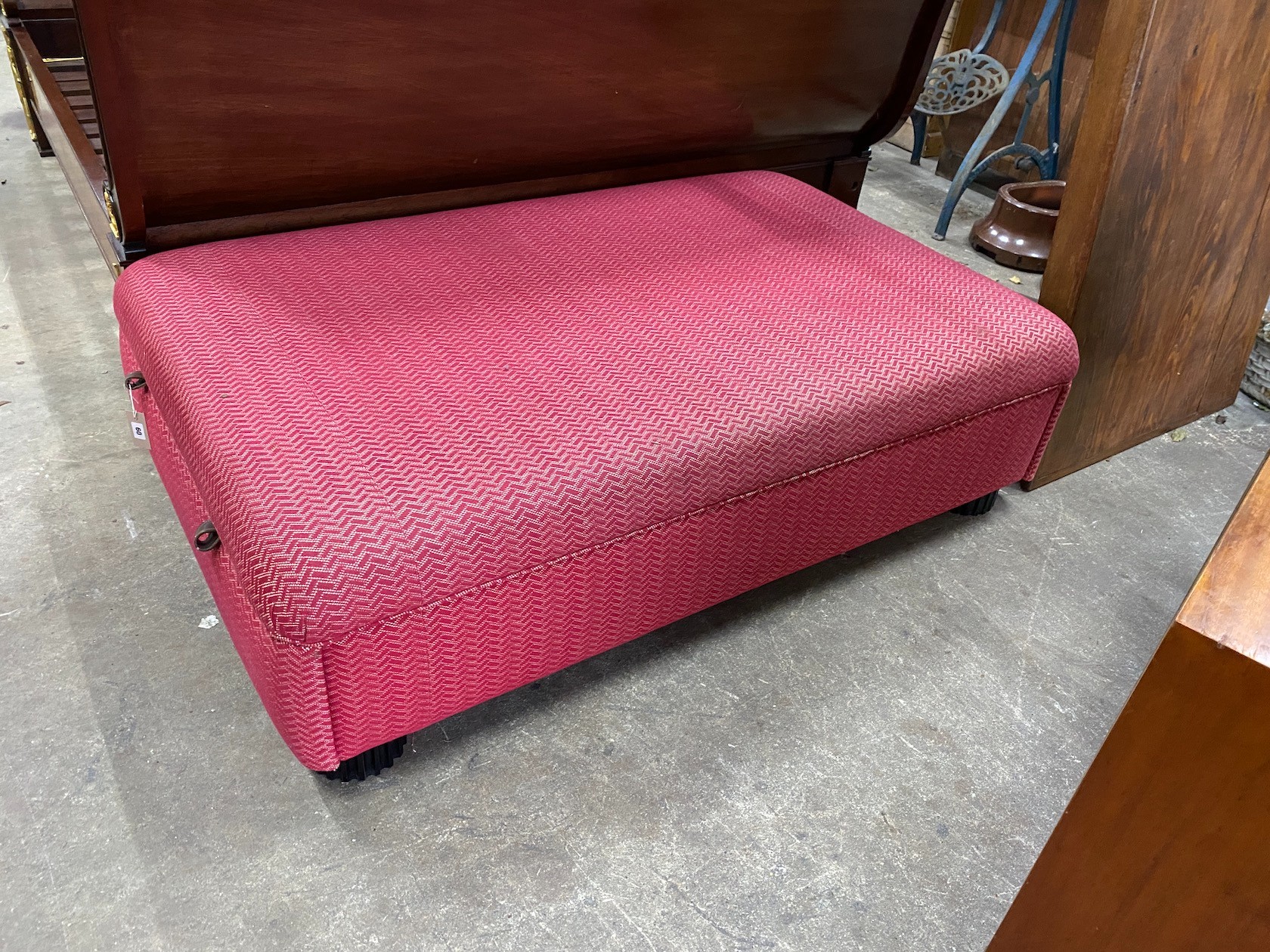An upholstered box ottoman with drawers each end, width 160cm, depth 100cm, height 46cm                                                                                                                                     