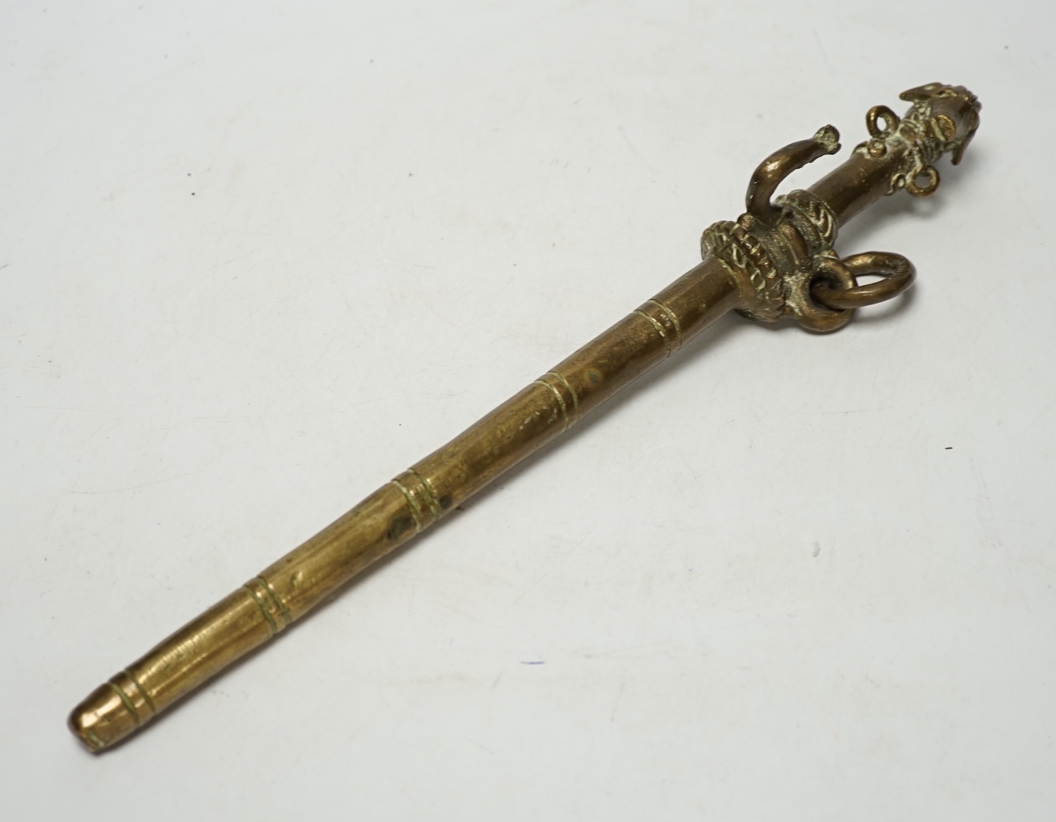 A Tibetan bronze goat tether, 39cm high                                                                                                                                                                                     
