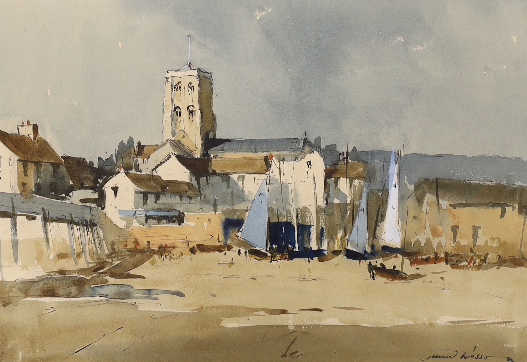 Edward Wesson (1910-1983), ink and watercolour, 'Shoreham, Sussex', signed, 26 x 39cm                                                                                                                                       