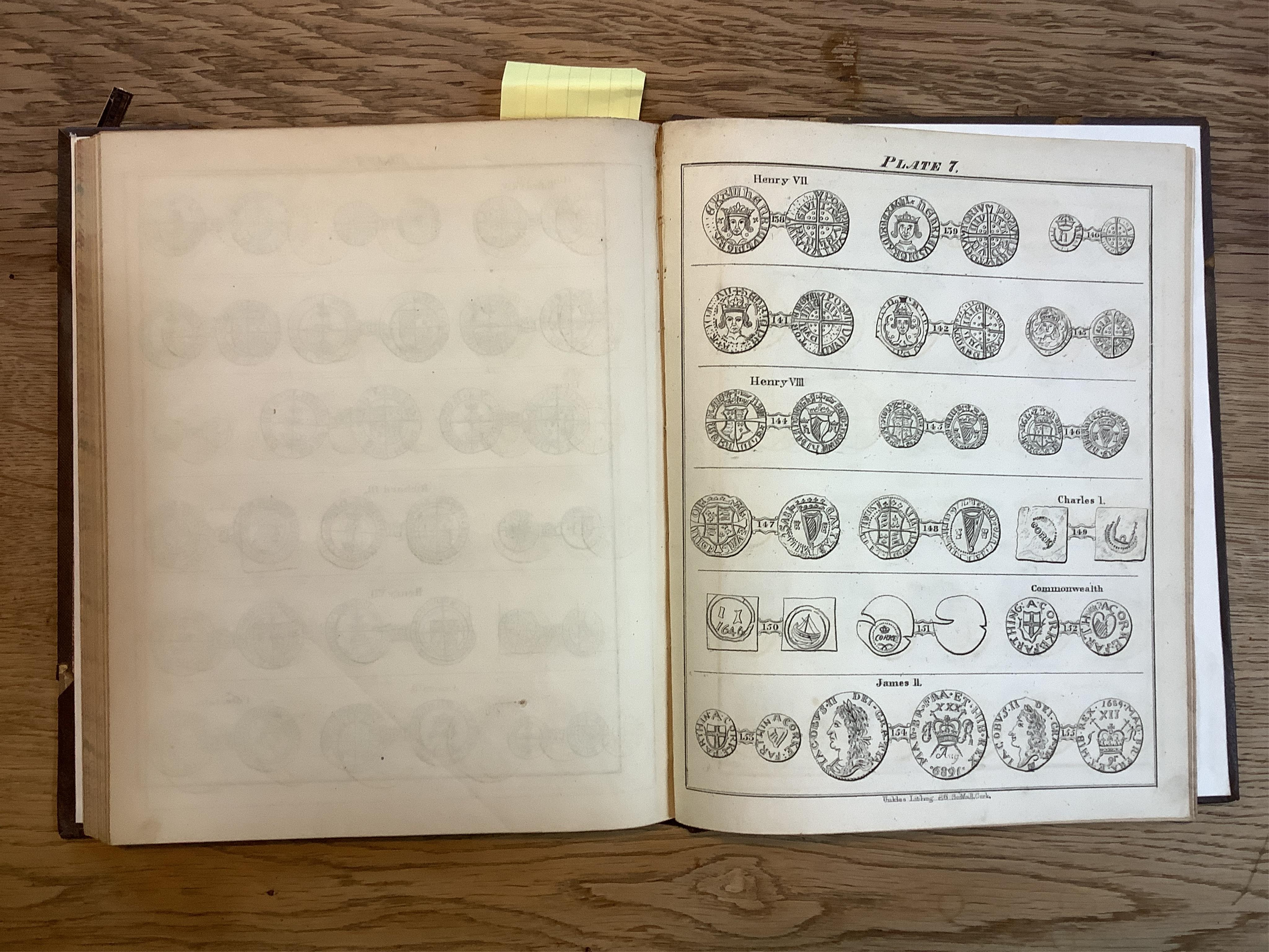 Lindsay, John. A View of the Coinage of Ireland, 9 plates, +5 supplementary, 4to, rebound, half leather, Dublin 1839                                                                                                        