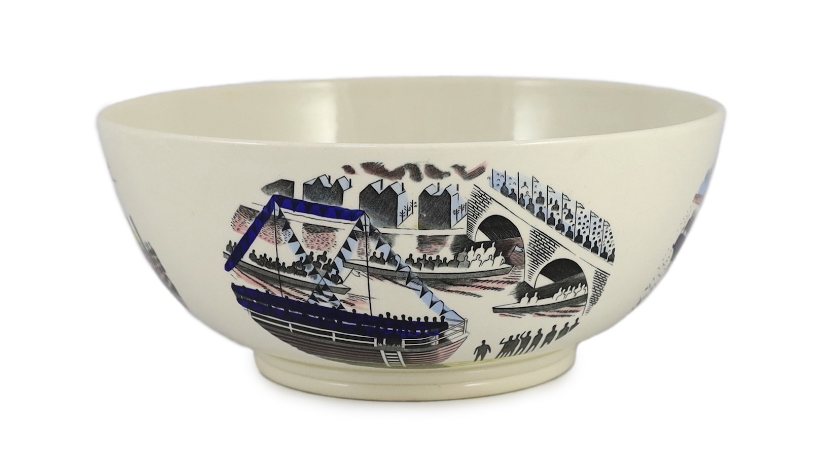 Eric Ravilious (1903-1942) for Wedgwood, a 'Boat Race' large bowl, c.1938, 30cm diameter                                                                                                                                    