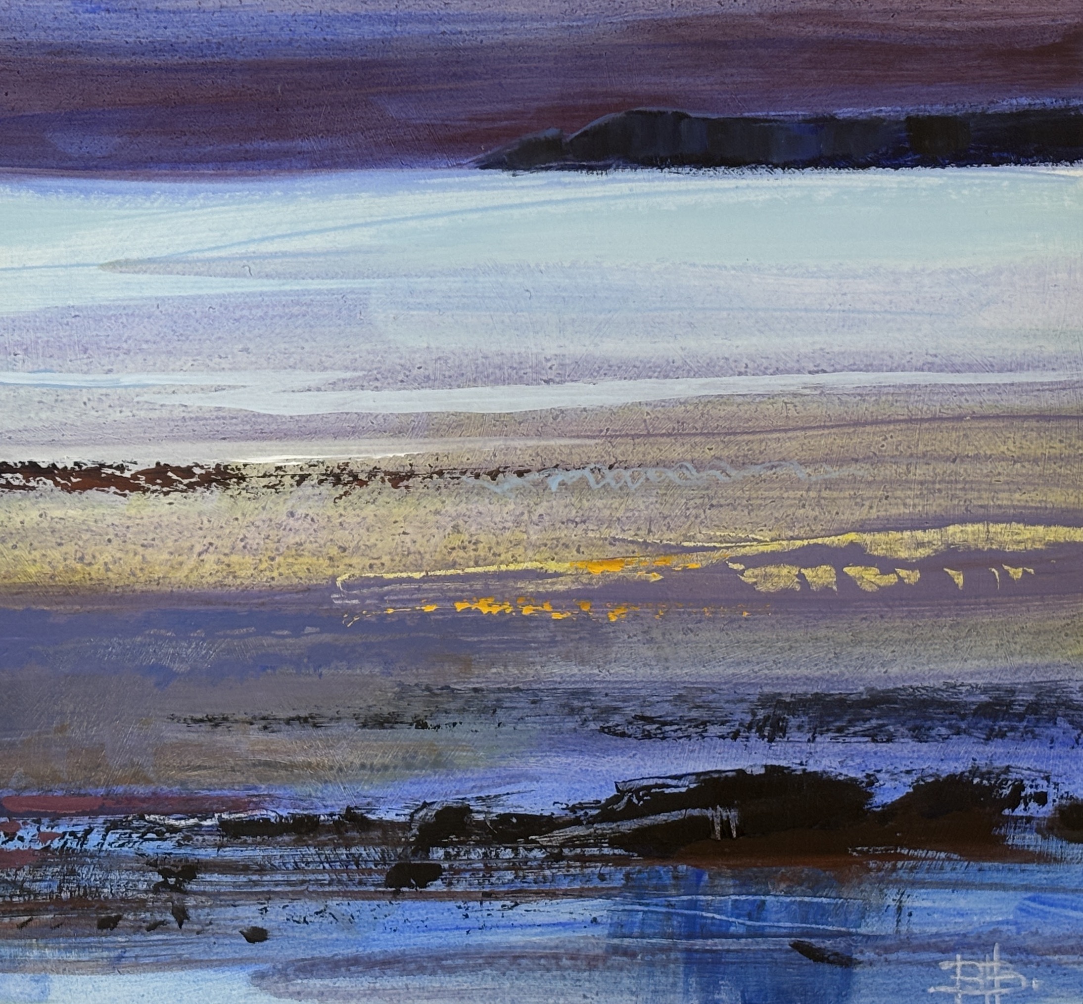 Barrie Bray (1940-2015), mixed media and oil, 'Still Evening', signed with monogram, inscribed verso, 36 x 36cm                                                                                                             