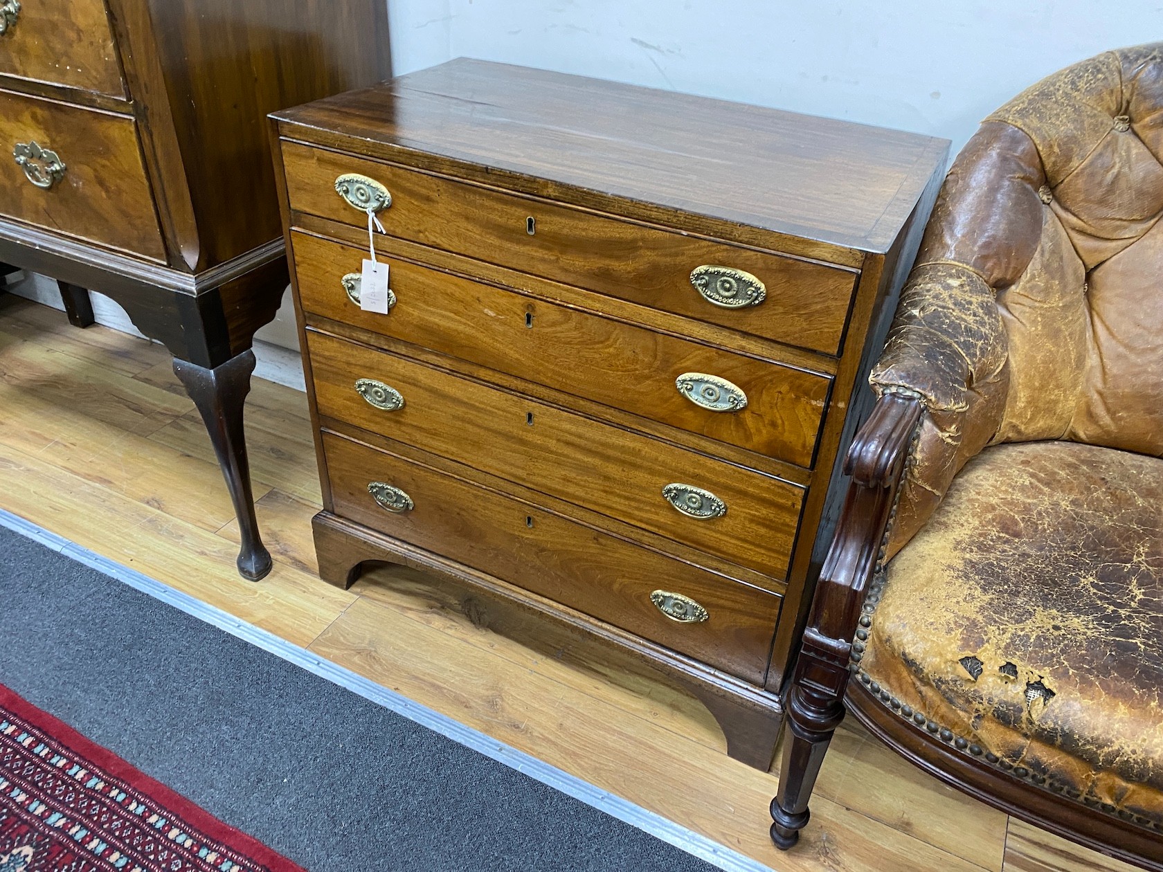 A small George IV mahogany chest, width 80cm, depth 45cm, height 80cm                                                                                                                                                       